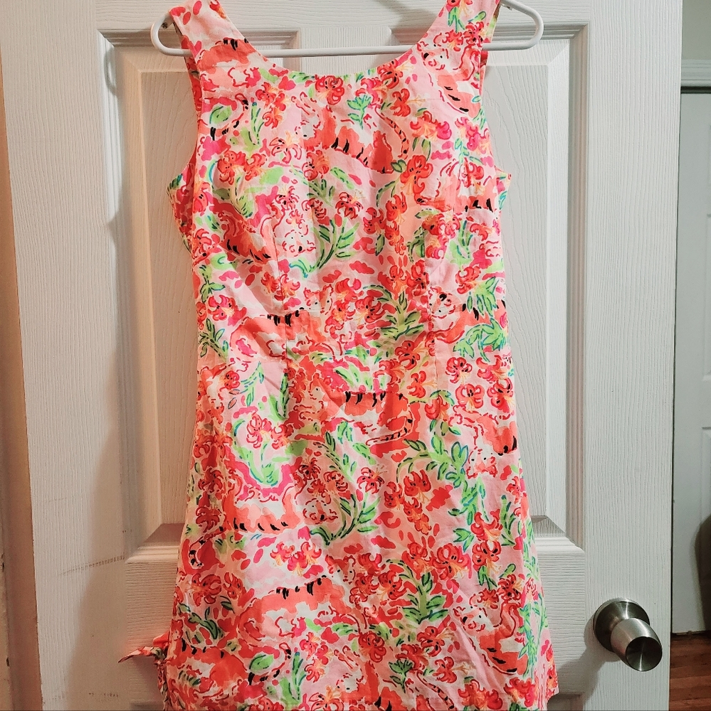 Lilly Pulitzer size 4 cotton neon dress tigers pink Mila Shift Dress